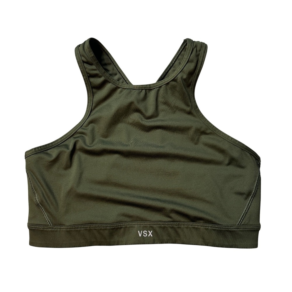 Victoria's Secret Sports Bra Womens Small Green VSX Sport High Neck Racerback